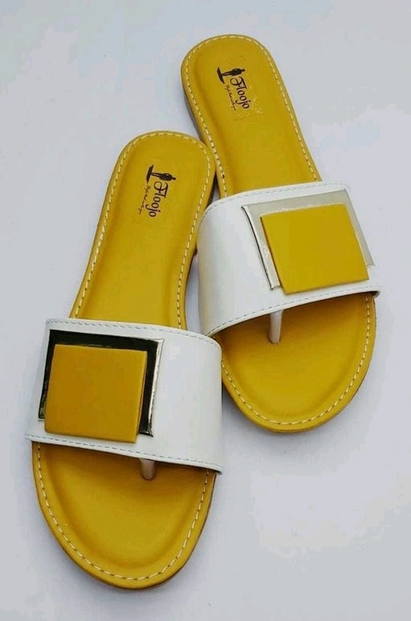 FLOOJO Turquoise open toe flats with golden details and super soft DOCTOR cushioned sole.45 - 7