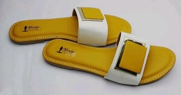 FLOOJO Turquoise open toe flats with golden details and super soft DOCTOR cushioned sole.45 - 7