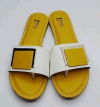 FLOOJO Turquoise open toe flats with golden details and super soft DOCTOR cushioned sole.45 - 7