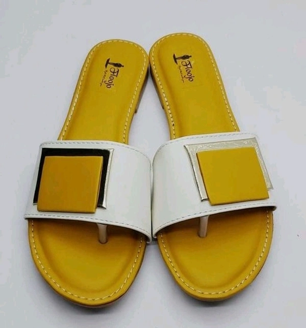 FLOOJO Turquoise open toe flats with golden details and super soft DOCTOR cushioned sole.45 - 7