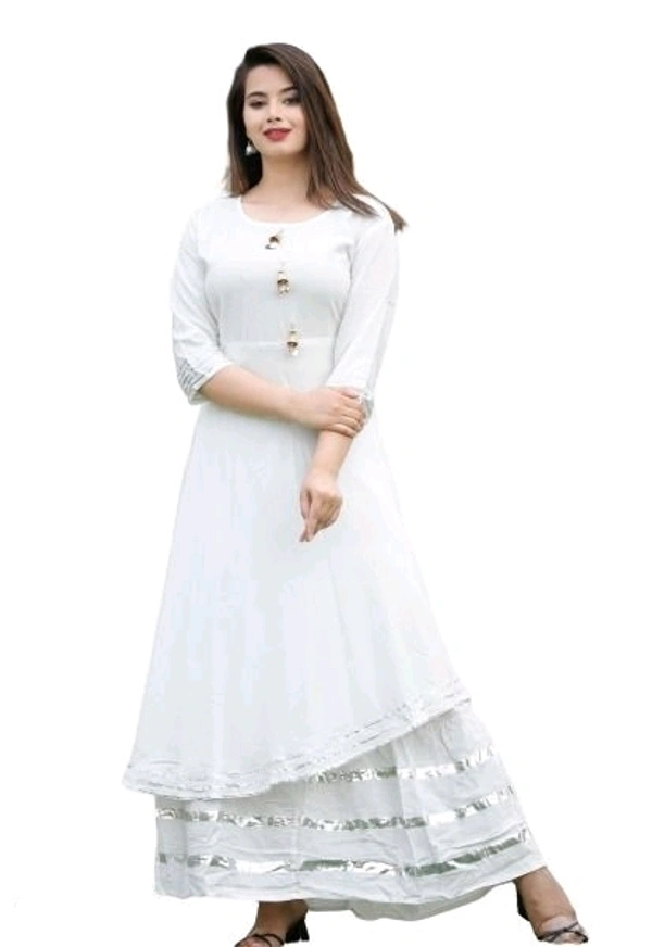 RAYON PREETY LOOK KURTI WITH GOTA WORK SKIRT3 - XL