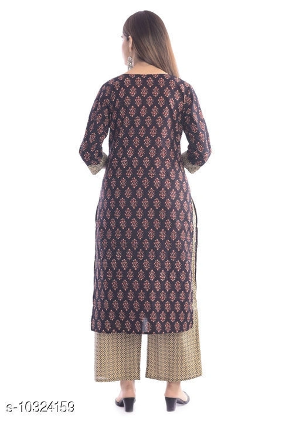 Women Cotton A-line Printed Palazzos Dupatta Set - M