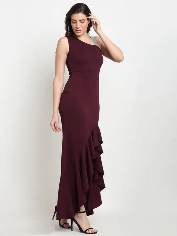 Women Fit and Flare Maroon Dress - M