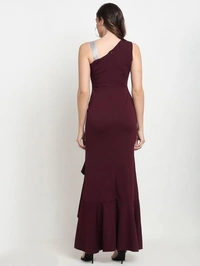 Women Fit and Flare Maroon Dress - M