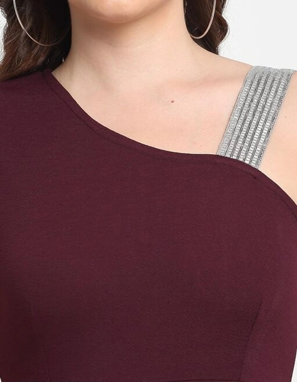 Women Fit and Flare Maroon Dress - M