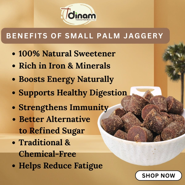 PALM JAGGERY SMALL (14G CUBES)-1KG - NORMAL COVER, 1