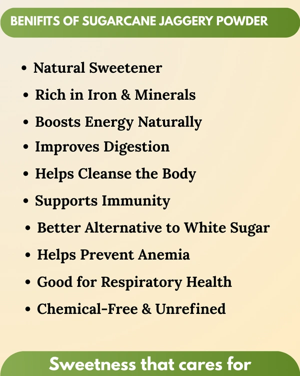 Sugarcane Jaggery powder 500g - PRINTED POUCH, 500G