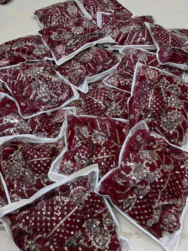 Blockbuster Mirror Work Saree With Stiched Blouse