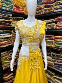 Haldi Special Embroidery Work Lehenga Choli - Free Size Upto 42inch