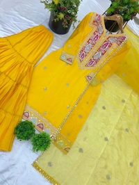 Haldi Special Heavy Embroidery Work Gharara Suit - XL