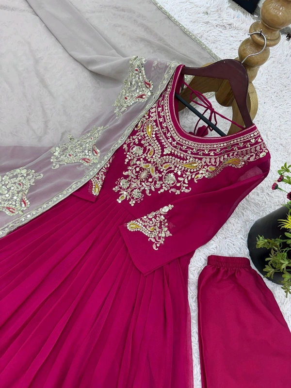 Designer Embroidery Work Anarkali Suit - Hibiscus, XXL