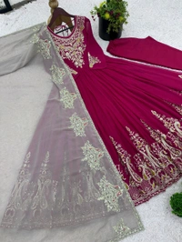 Designer Embroidery Work Anarkali Suit - Hibiscus, XXL