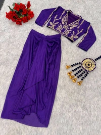Indo Western Blouse + Dhoti Outfit - Free Size Upto 42inch Margin 44