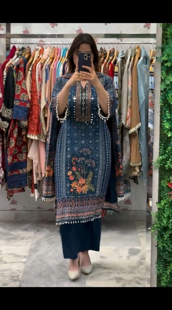 Real Mirror + Diamond Work Plazzo Suit - XXL