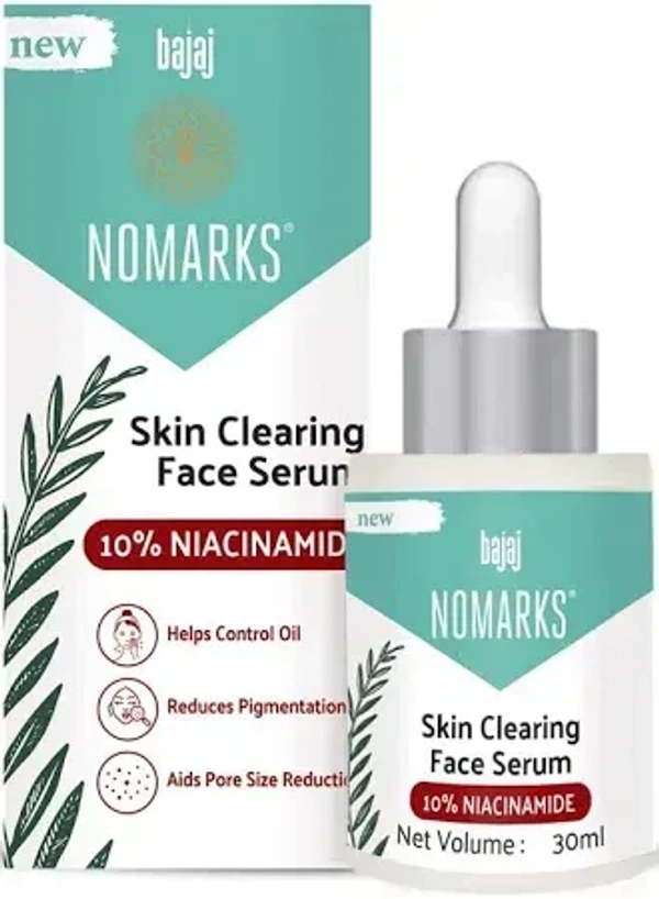 Bajaj Nomarks Skin Clearing Face Serum 10% Niacinamide + 1% HA + Zinc PCA (30 ml) - 5, 30 ml, All Over India