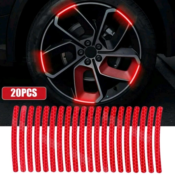 Reflective Tyre Stickers For Car And Bike (RED 20Pcs) MC065