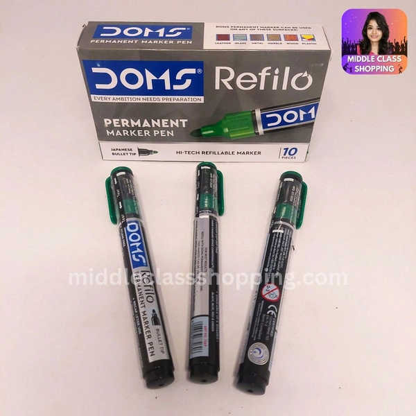 Doms High Quality Bullet Tip Permanent Marker Pen (GREEN) MC240