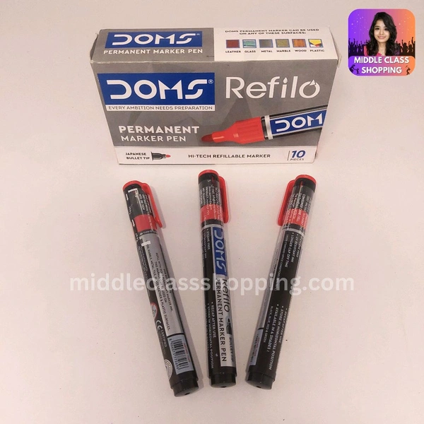 Doms High Quality Bullet Tip Permanent Marker Pen (RED) MC242