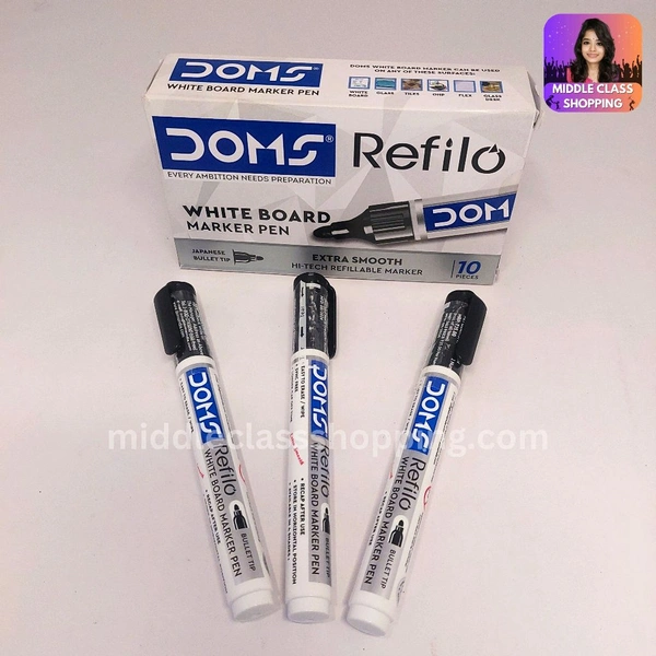 Doms High Quality Bullet Tip White Board Marker Pen (BLACK) MC244