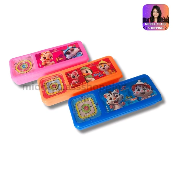 Kids Favoruite Double Sided Cartoon Printed Pencil Box With Game(18.8×6.7cms) MC326