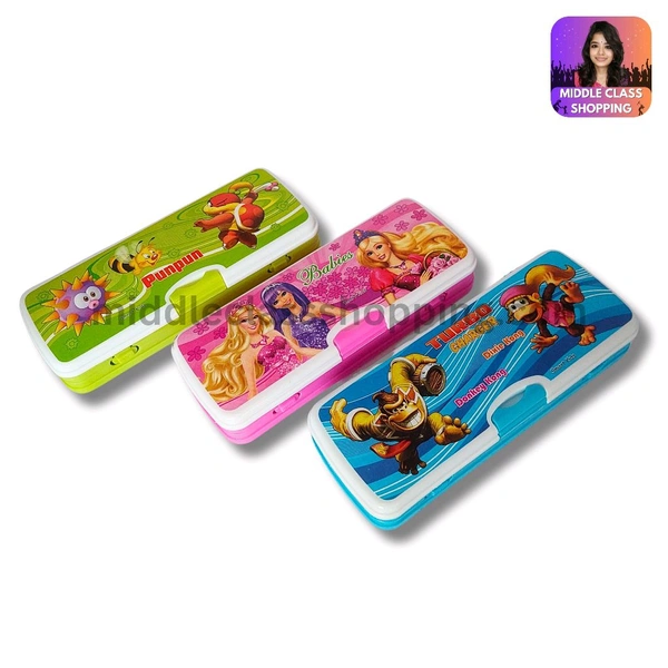 Premium Look Cartoon Printed Double Storage With Time Table Pencil Box (20.5×8) MC334