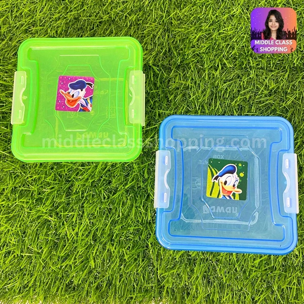 Kids Favourite Cute Square Doube Clip Snacks Box (10.5×10.5cms) MC423