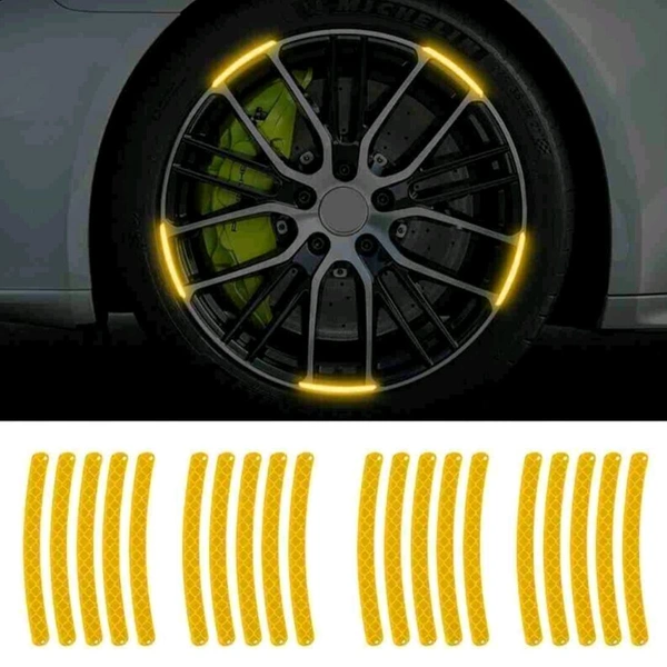 Reflective Tyre Stickers For Car And Bike (ORANGE 20Pcs) MC533