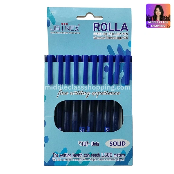 Jainex Rolla Roller Ink Pen (BLUE 10pcs) MC541