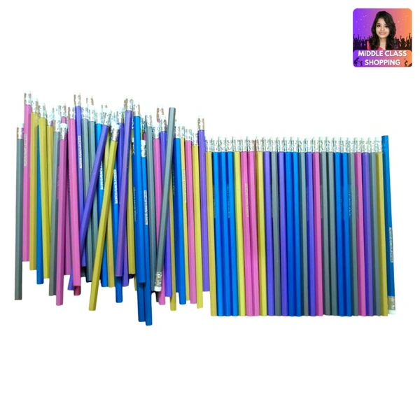 (Pack Of 10) Kids Favorite Cute Dark Pencils With Erasers And Colorful Lamination MC556