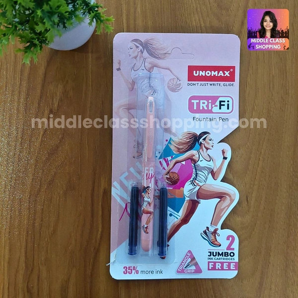 Premium Quality Unomax TriFi Sports Fountain Pen With  Jumpo Ink 2 Catridges MC582