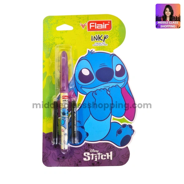 Premium Quality Disney Stitch Liquid Ink Fountain Pen With 2 Catridges MC612