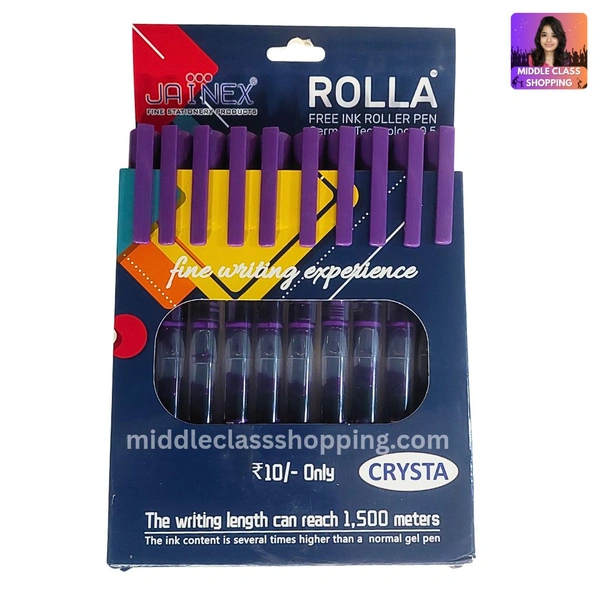 Jainex Rolla Roller Ink Pen (PURPLE 10pcs) MC640