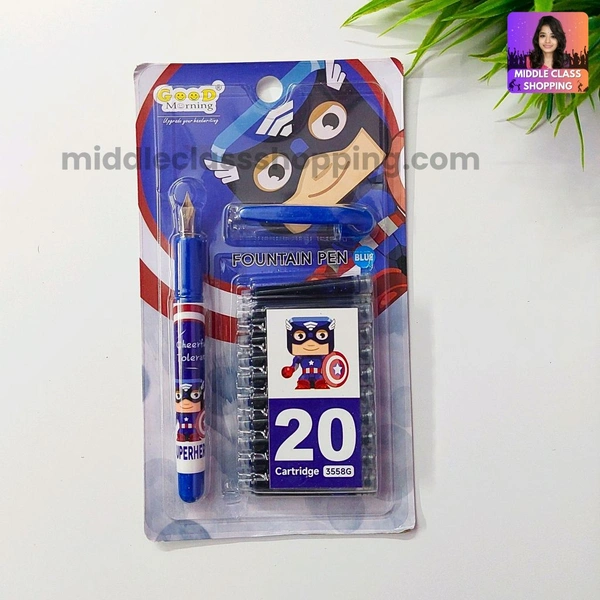 High Quality Cute Students Favourite Colorful Fountain Pen With 20 Long Life Catridges MC658