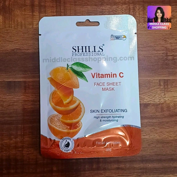 SHILLS Professional Premium Wet Face Sheet Mask For High Strength Hydrating And Moisturizing (Vitamin C)  MC733
