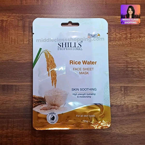 SHILLS Professional Premium Wet Face Sheet Mask For High Strength Hydrating And Moisturizing (Rice Water)  MC736