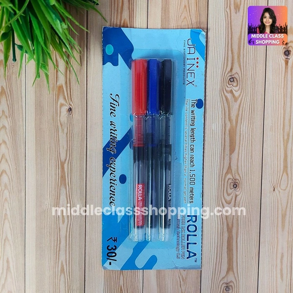 3 in 1 Jainex Rolla Roller Ink Pen Package (Red,Blue,Black) MC764