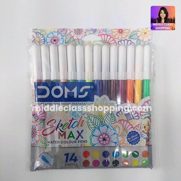 Doms Premium 14 in 1 Water Color Sketch Pens (Big Sized 14 Colors) MC780