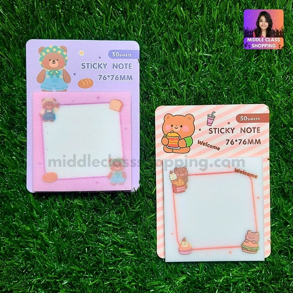 High Quality Super Cute Cartoon Printed Glittery Sticky Notes (76×76mm) MC907