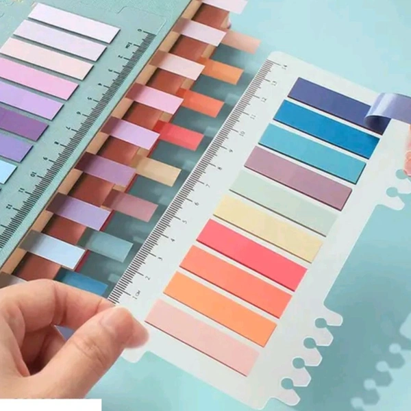 High Quality 2 In 1  Premium Waterproof Plastic Multicolor Sticky Notes With 14cms Scale (200 Sheets) MC908