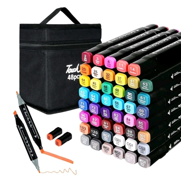 Premium 48 In 1 Dual Tip Smooth Multicolor Art, Drawing, Sketching Markers With Carrying Case (48 Colors) MC917