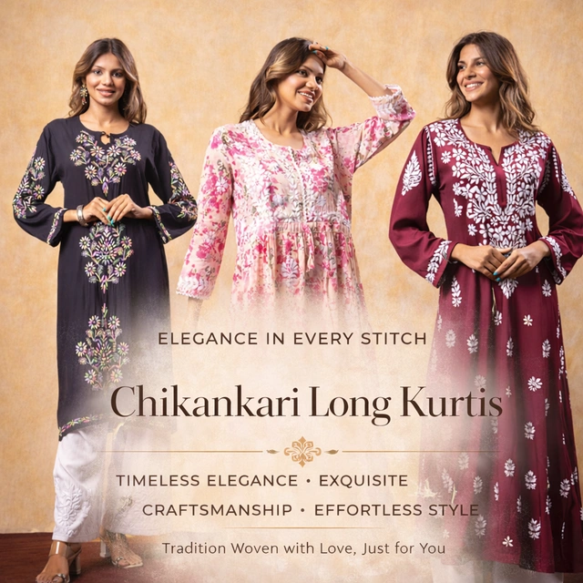 Lucknowi Chikankari Long Kurtis