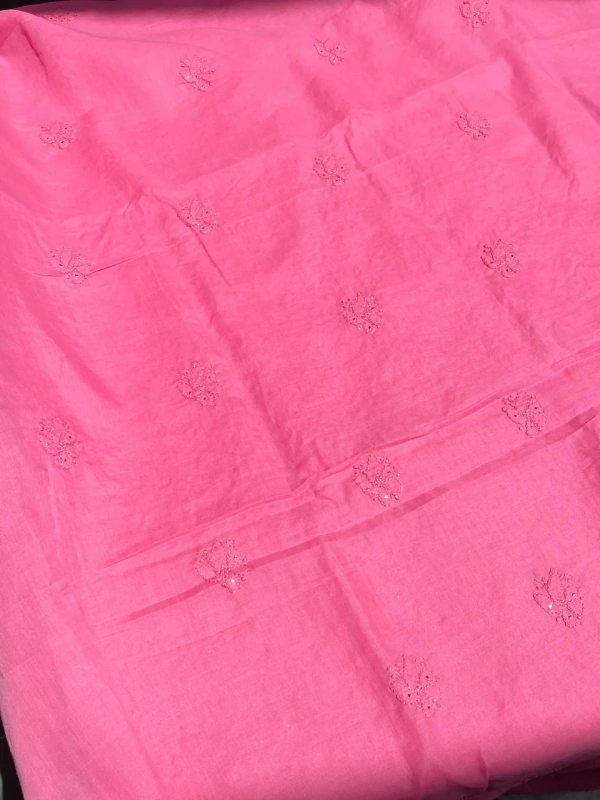 Naaz Chikankari Netpatch Unstiched Kurta - Hot Pink