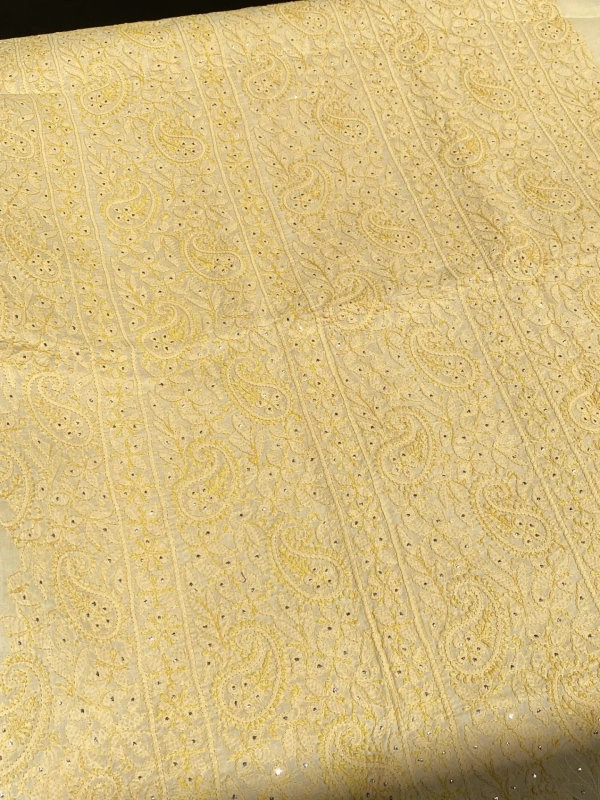 Naaz Chikankari Netpatch Unstiched Kurta - Beige