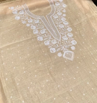 Noor-e-mulmul Peach Unstitched Chikankari Set - Peach