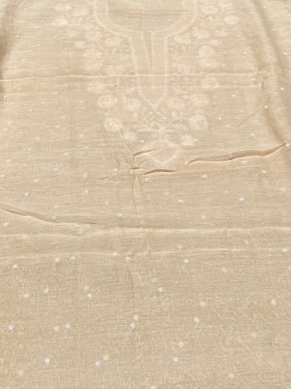 Noor-e-mulmul Peach Unstitched Chikankari Set - Peach