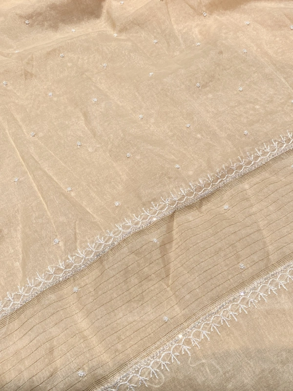 Noor-e-mulmul Peach Unstitched Chikankari Set - Peach
