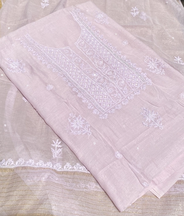 Noor-e-mulmul Pale Mauve Unstitched Chikankari Set - Pale Mauve