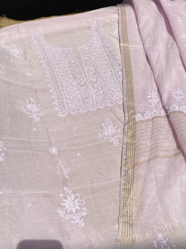 Noor-e-mulmul Pale Mauve Unstitched Chikankari Set - Pale Mauve