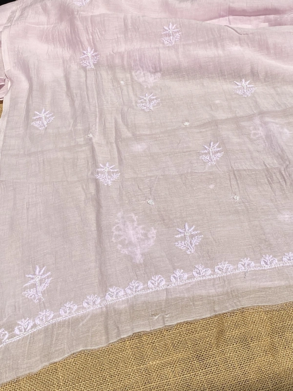 Noor-e-mulmul Pale Mauve Unstitched Chikankari Set - Pale Mauve