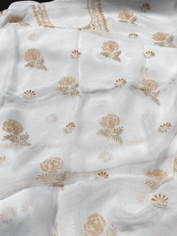 Noor-e-Rang Chikankari Unstiched Kurta Dupatta Set-Rustic Orange